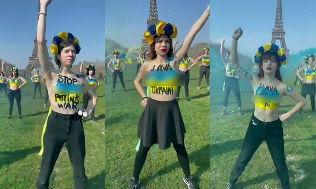 Para Feminist di Paris, Demo Topless Menentang Invasi Rusia