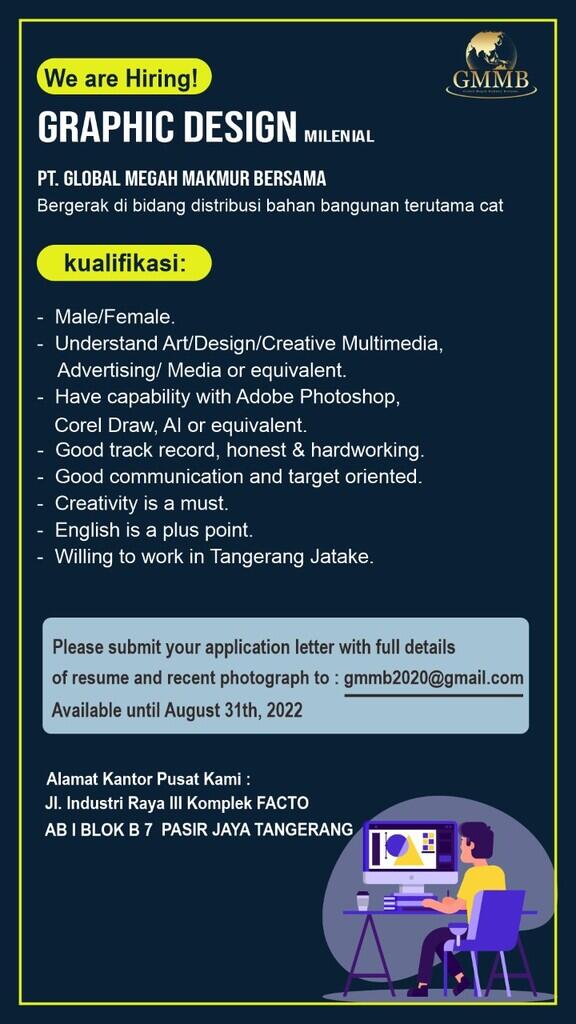 &#91;Jatake Bitung, Tangerang&#93; Lowongan GRAPHIC DESIGN