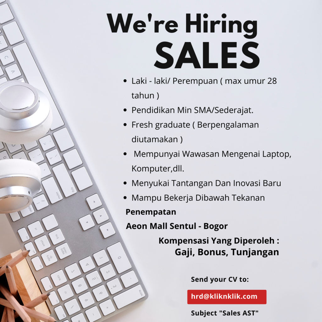 LOWONGAN PEKERJAAN SALES LAPTOP AEON SENTUL CITY-BOGOR