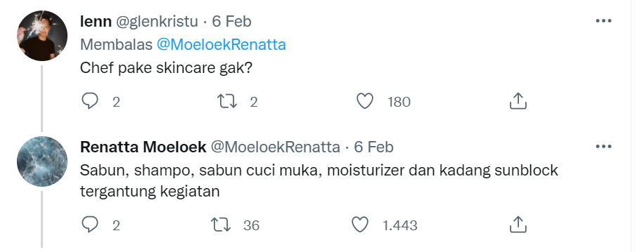 Bukan Bidadari, Chef Renatta Buktikan Dirinya Manusia Biasa Melalui Q&amp;A di Twitter