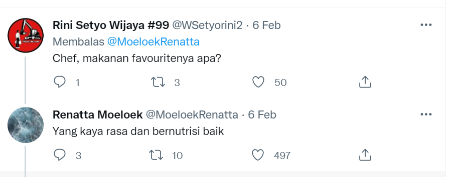 Bukan Bidadari, Chef Renatta Buktikan Dirinya Manusia Biasa Melalui Q&amp;A di Twitter