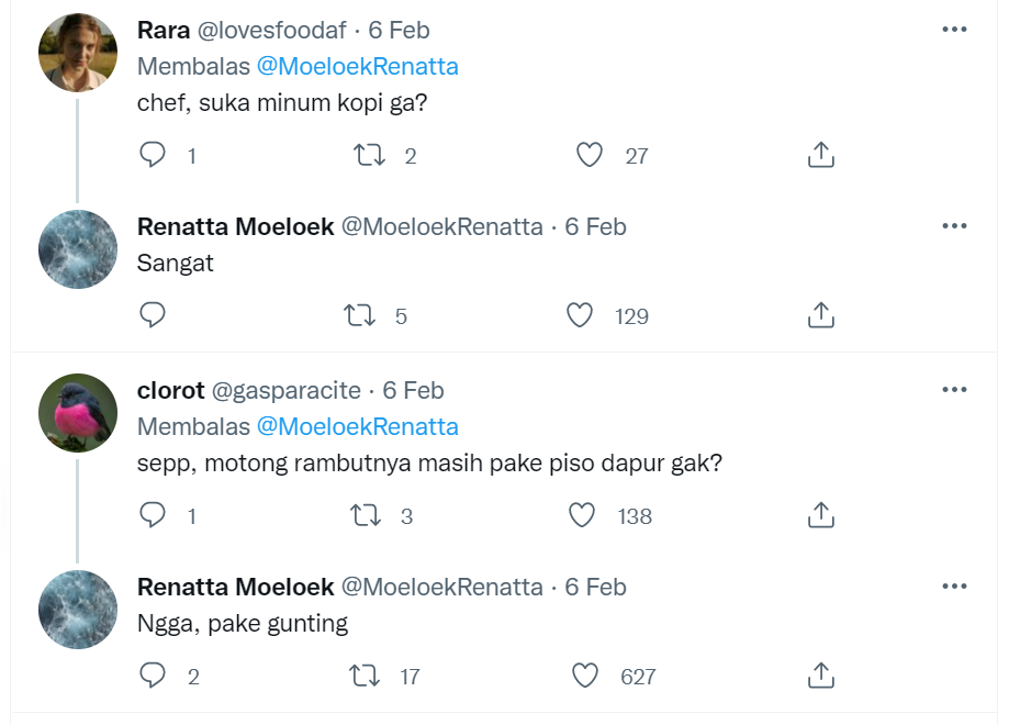 Bukan Bidadari, Chef Renatta Buktikan Dirinya Manusia Biasa Melalui Q&amp;A di Twitter