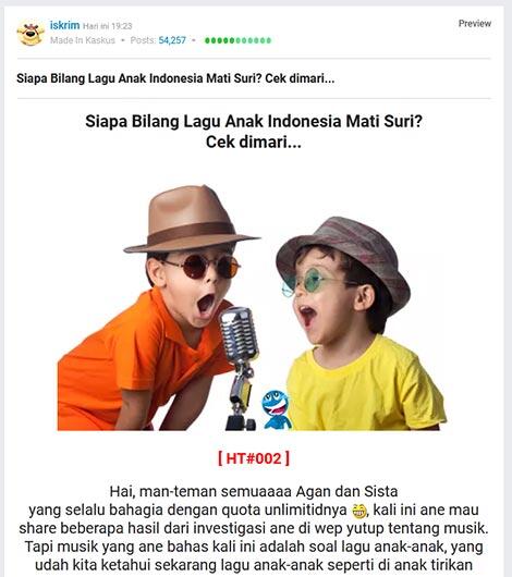 (Lagi) Lagu Anak Indonesia Ternyata Masih Ada, Bangga Sekaligus Senang...
