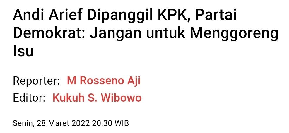 Mangkir Dari Panggilan KPK, Andi Arief Diminta Kooperatif