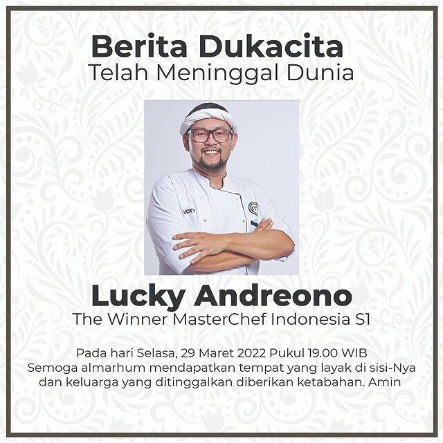 Rest In Peace Chef Lucky, juara Master Chef Indonesia season 1