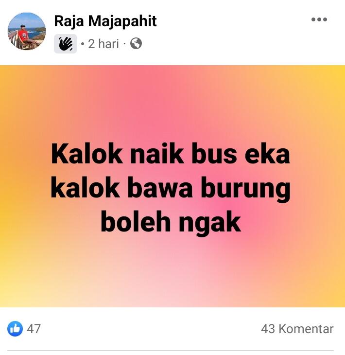 Pertanyaan Calon Penumpang Bus Eka di Facebook Ini Bikin Salah Paham Bagi Kaum Pria