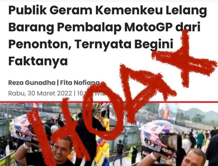 Sri Mulyani Soroti Berita Hoax Lelang Barang Pembalap MotoGP, Waspadai Berita Bohong