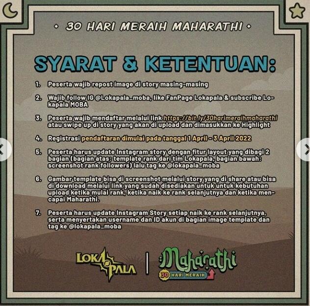 Event Lokapala MOBA, &quot;30 hari meraih Maharathi&quot;
