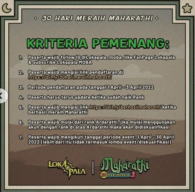 Event Lokapala MOBA, &quot;30 hari meraih Maharathi&quot;