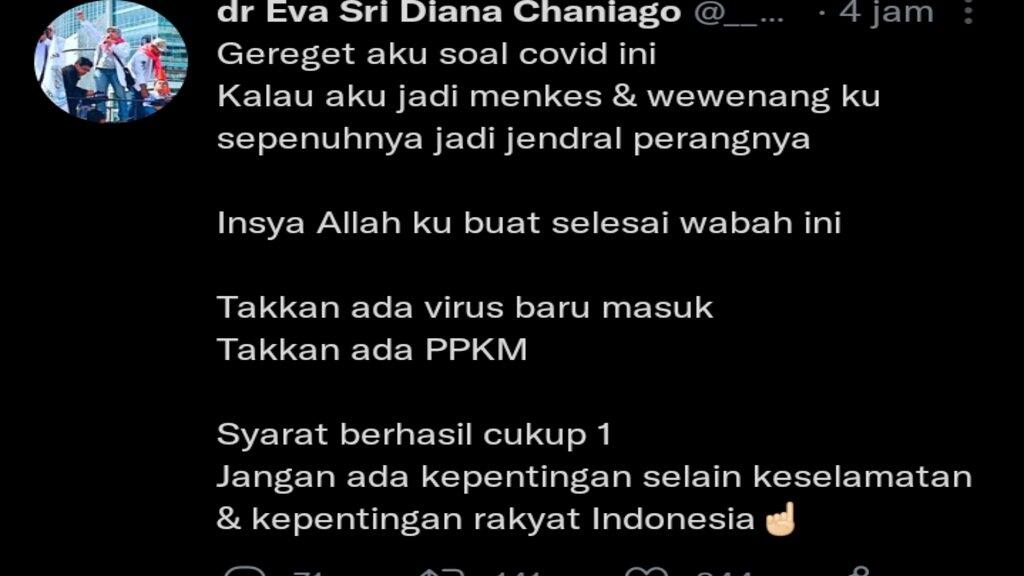 Greget dengan Covid,Dokter Eva:Kalau Aku Jadi Menkes,Insya Allah Ku Buat Selesai 