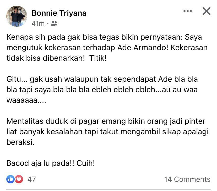 Kubu Ade Armando Beri Waktu 3x24 Jam kepada Sekjen PAN untuk Minta Maaf