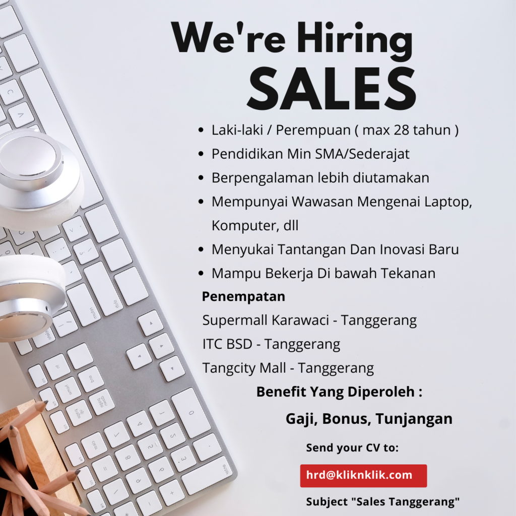 LOWONGAN PEKERJAAN SALES TOKO LAPTOP - TANGGERANG