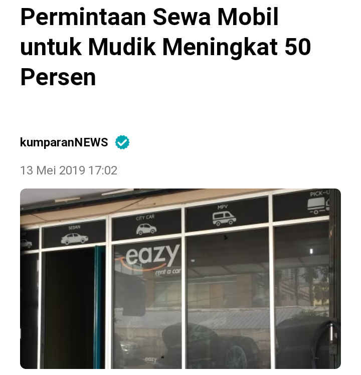 Sewa Mobil Meningkat Jelang Lebaran, Benarkah Karena Gengsi ?