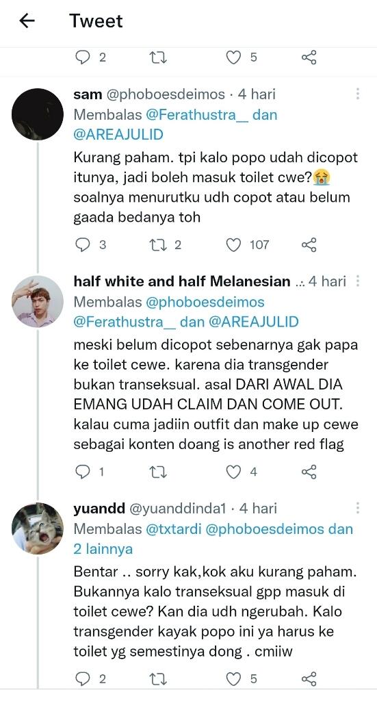 Popo Melanggar Karena Masuk Toilet Perempuan? Transgender Atau Cuma Crossdresser? 