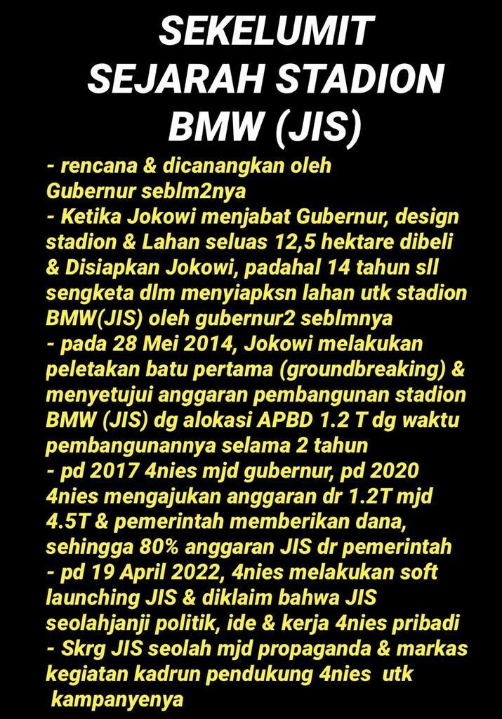 Bukan Anies Baswedan Yang Bangun Stadion JIS, Netizen Ini Bongkar Fakta Sesungguhnya