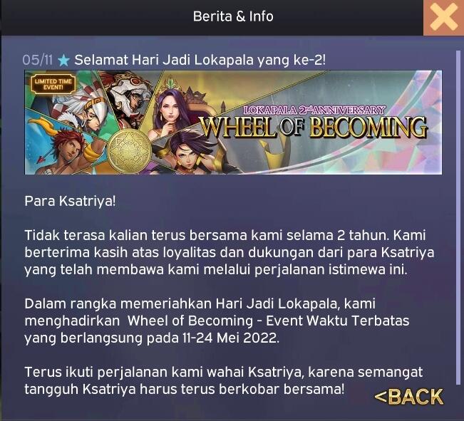 Lokapala update Ksatriya baru &quot;Nanjan&quot; dan Anniversary yang ke-2