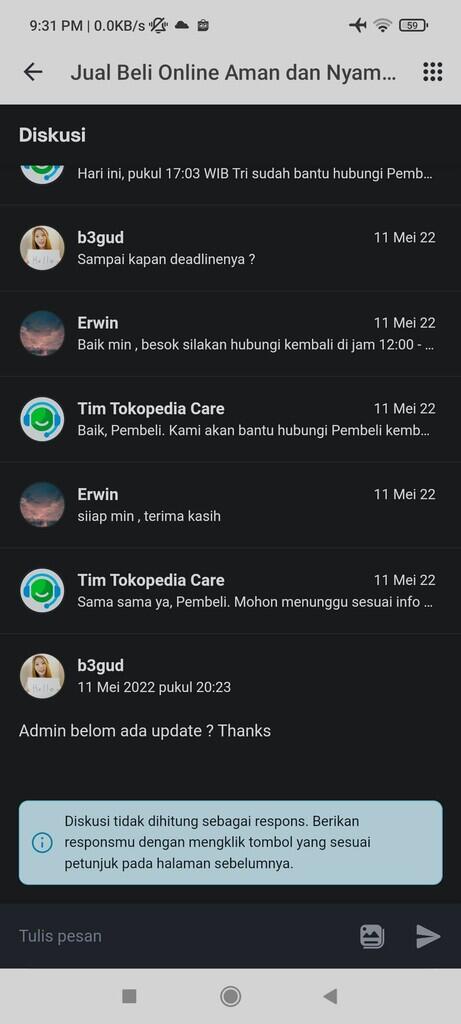 Admin Pusat Resolusi Tokopedia Tidak Profesional ! : Pembeli BerItikad Tidak Baik 