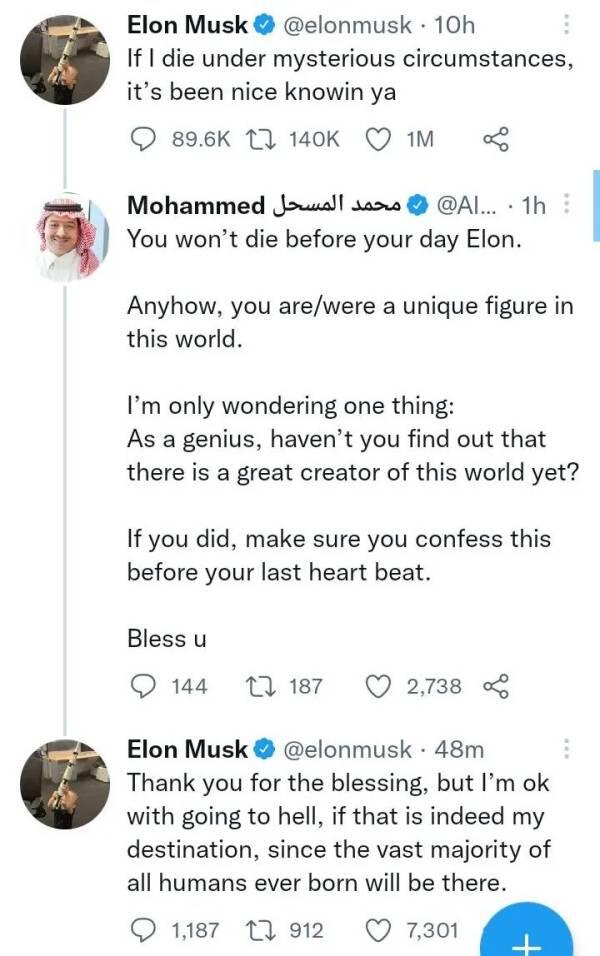 Elon Musk Tidak Takut Masuk Neraka karena Sebagian Besar Orang Ada di Sana