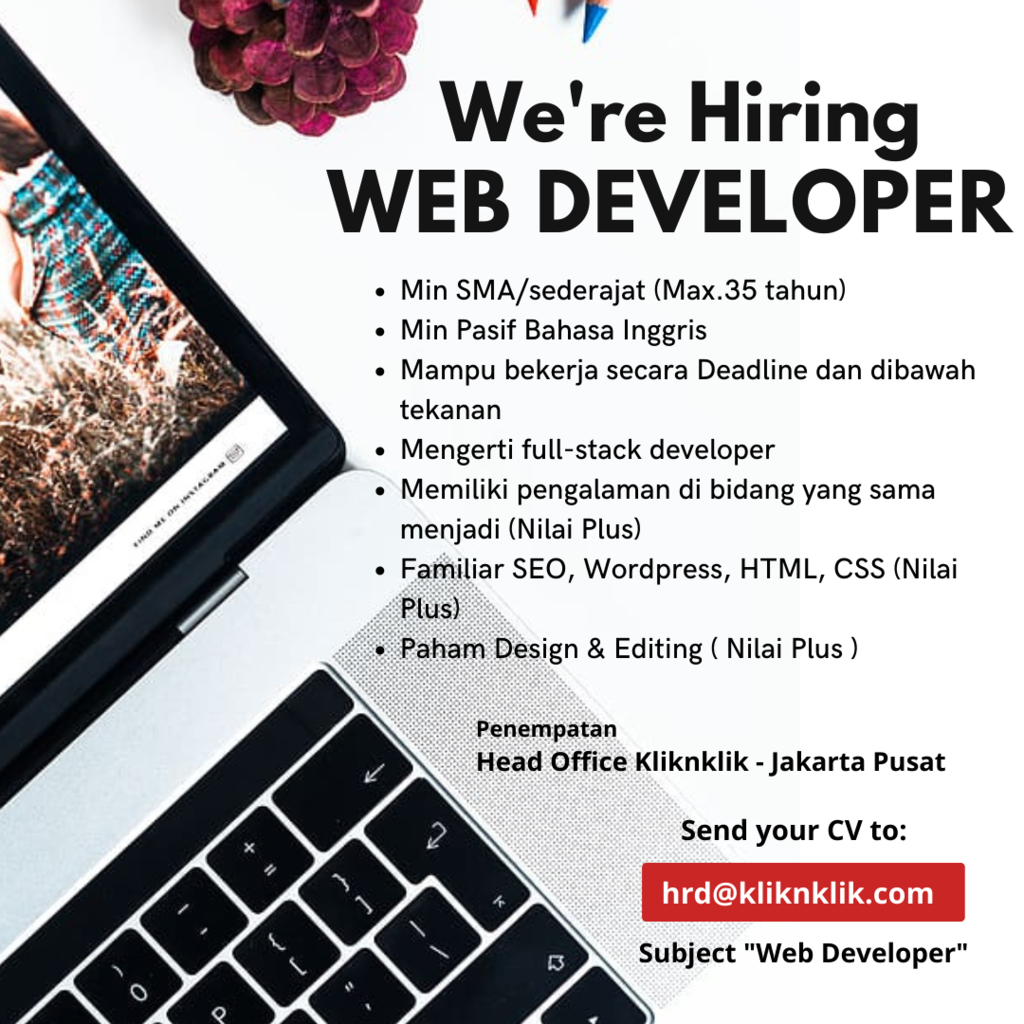 LOWONGAN PEKERJAAN WEB DEVELOPER - HEAD OFFICE