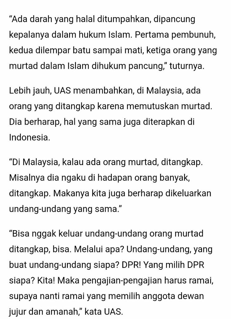 Miris warga Langkat ramai ramai murtad, UAS: Darahnya halal dan kepalanya dipancung