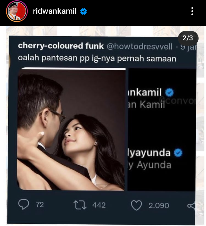 Ridwan Kamil Disebut Netizen Suami Maudy Ayunda, Cocoklogi Foto profil Instagram?