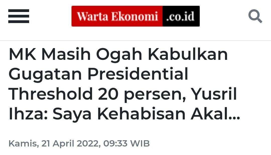 Presiden PKS Ajak Parpol Lain Gugat Presidential Threshold 20 Persen