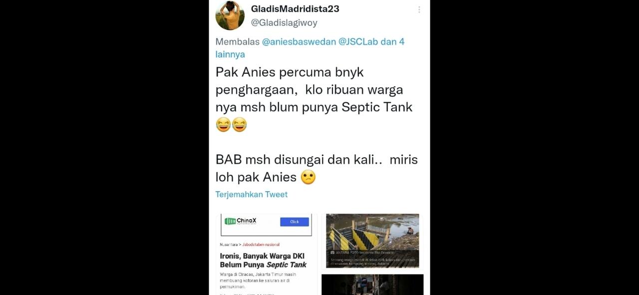 Anies Pamer Jakarta Juara Tingkat Dunia, Warganet: Percuma Kalau Warganya Masih BAB