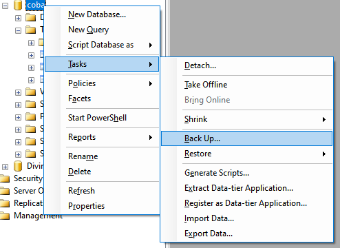 Cara Melakukan DUMP/Backup SQL Server dengan SSMS (SQL Server Management Studio)