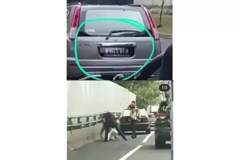 Viral! Pengemudi Mobil Berpelat RFH Pukuli Warga di Tol Gatot Subroto