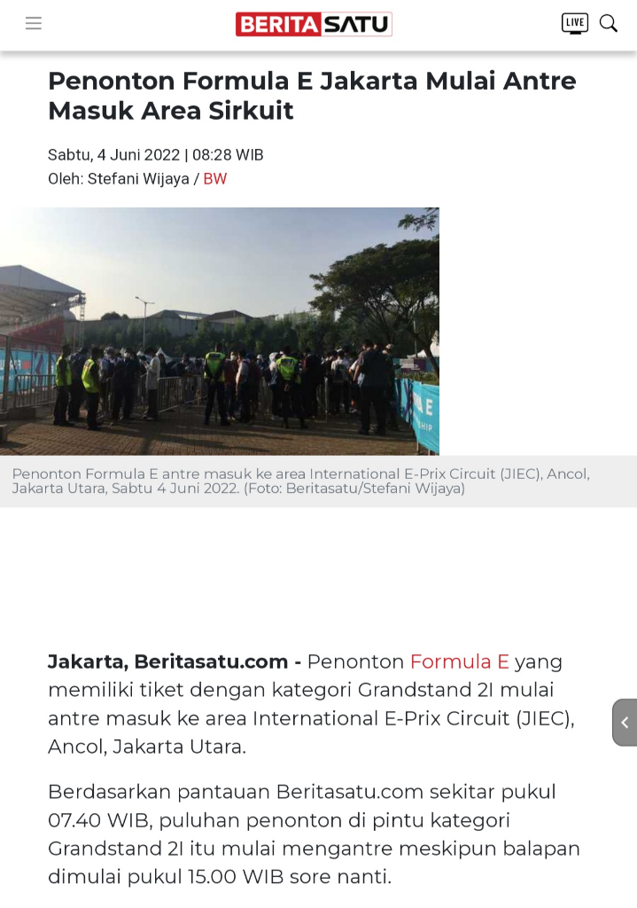 Jadwal Siaran Langsung Formula E di RCTI, iNews & Metro TV & Link Streaming TV Online