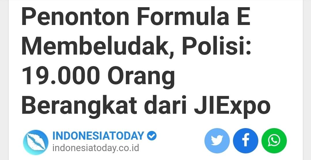 Formula E Sedot 60 Ribu Penonton, Anies Terkesan Antusias Masyarakat Sangat Besar