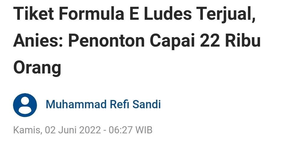 Formula E Sedot 60 Ribu Penonton, Anies Terkesan Antusias Masyarakat Sangat Besar