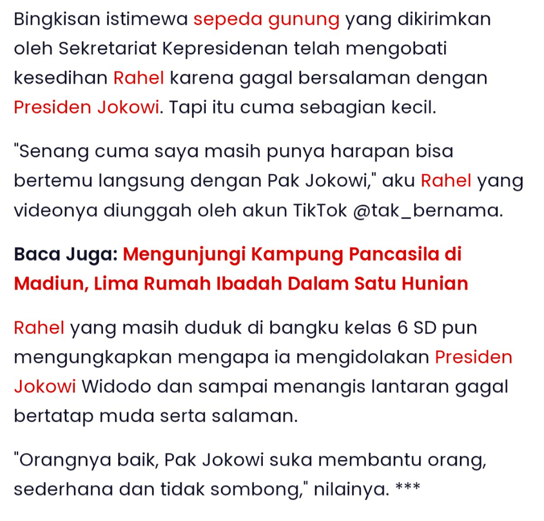 Siswi SD di Ende yang Menangis Tidak Bertemu Presiden Jokowi Mendapat Kiriman Sepeda