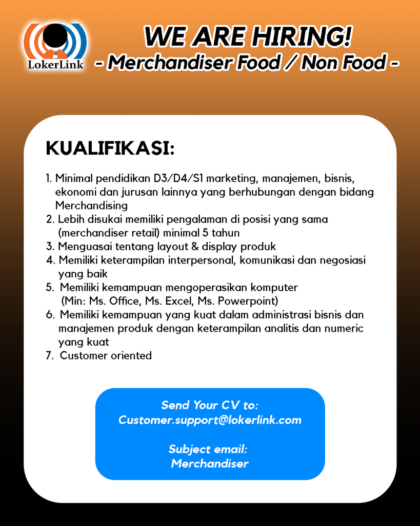 &#91; TANGERANG SELATAN &#93; Lowongan Kerja &quot;MERCHANDISER&quot;