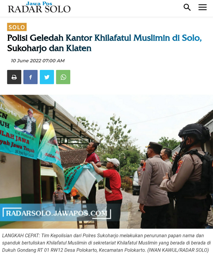 Sederet Fakta Penggeledahan Kantor Khilafatul Muslimin di Solo-Klaten