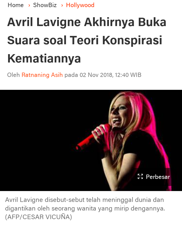 Orang Lagi Sibuk Manggung Dibilang Palsu, Konspirasi Seperti Kasus Avril Lavigne?