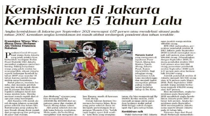 Kemiskinan Penduduk Jakarta Kembali ke 15 Tahun Lalu, Netizen: Anggaran 80 Triliun 