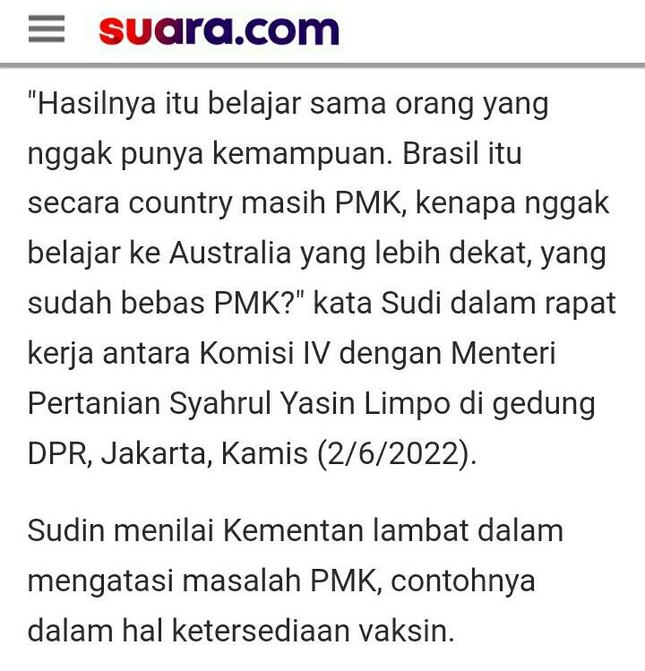 Jelang Idul Adha Pemerintah Harus Pro Aktif Tangani PMK Hewan Ternak.