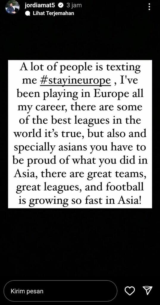 Kode Keras Jordi Amat Bahwa Dia akan Melanjutkan Karir di Asia