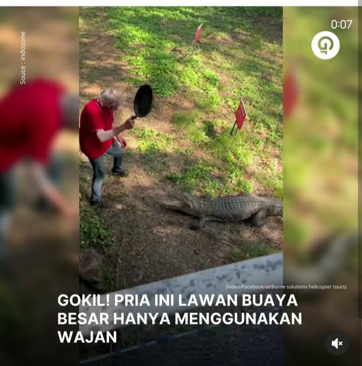 Cuma Pakai Wajan Penggorengan, Pria Ini Pukul Kepala Buaya dan Mengusirnya