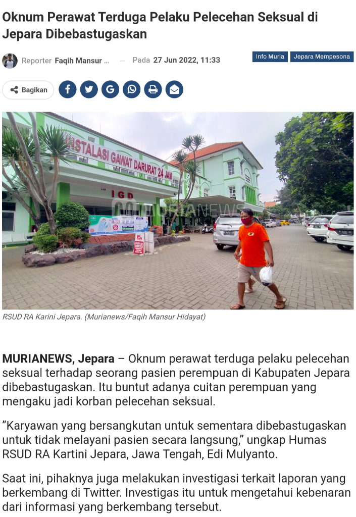 Geger! Seorang Wanita Ngaku Dilecehkan Oknum Perawat RSUD Kartini Jepara