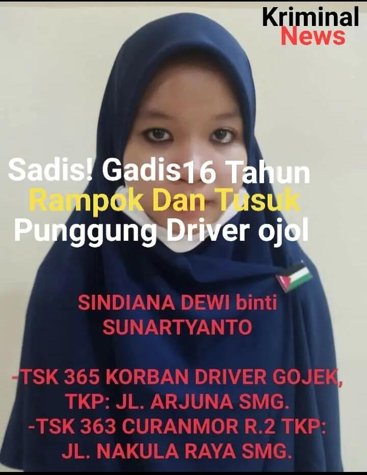 Sadis, Gadis 16 Tahun Rampok Driver Ojol, Tusuk Korban Berkali2 Menggunakan Gunting