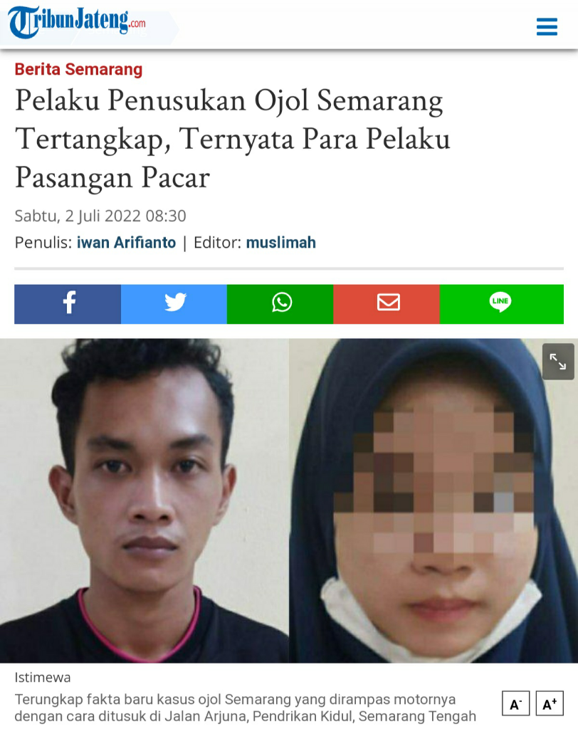 Gadis 16 Tahun Rampok Driver Ojol, Tusuk Korban Berkali-kali Menggunakan Gunting