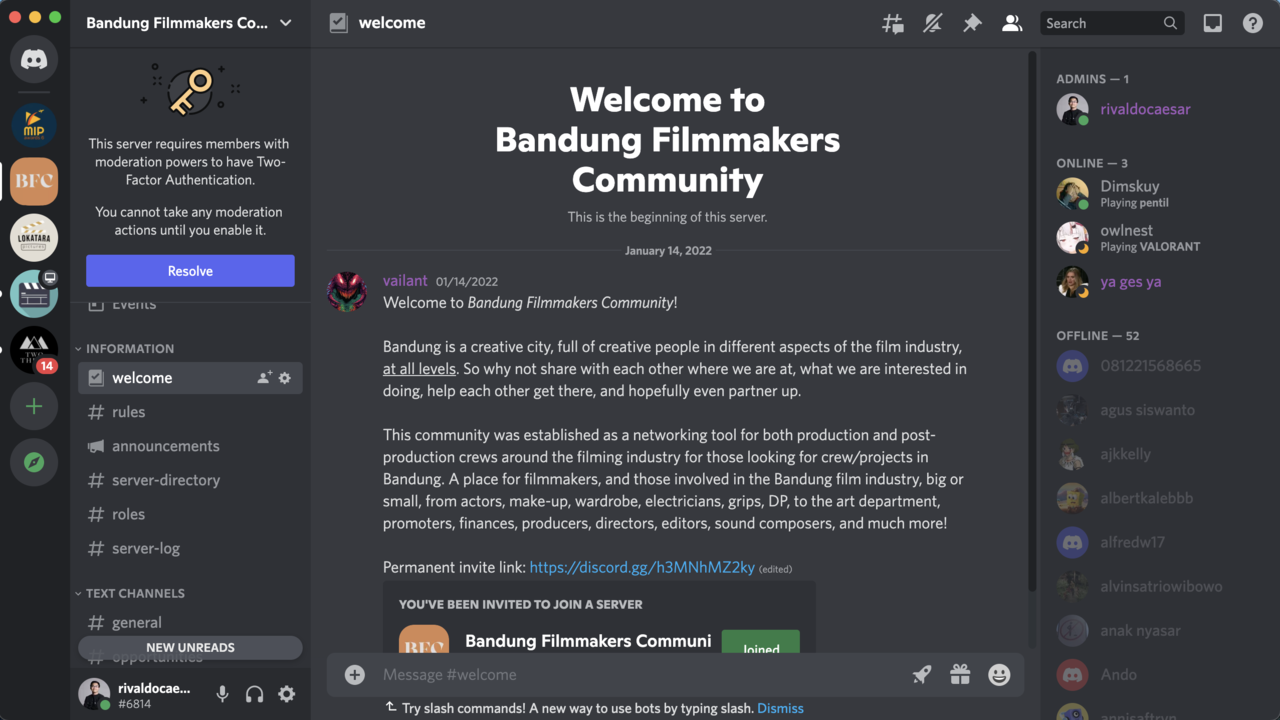 &#91;GRUP DISCORD&#93; BANDUNG FILMMAKERS COMMUNITY