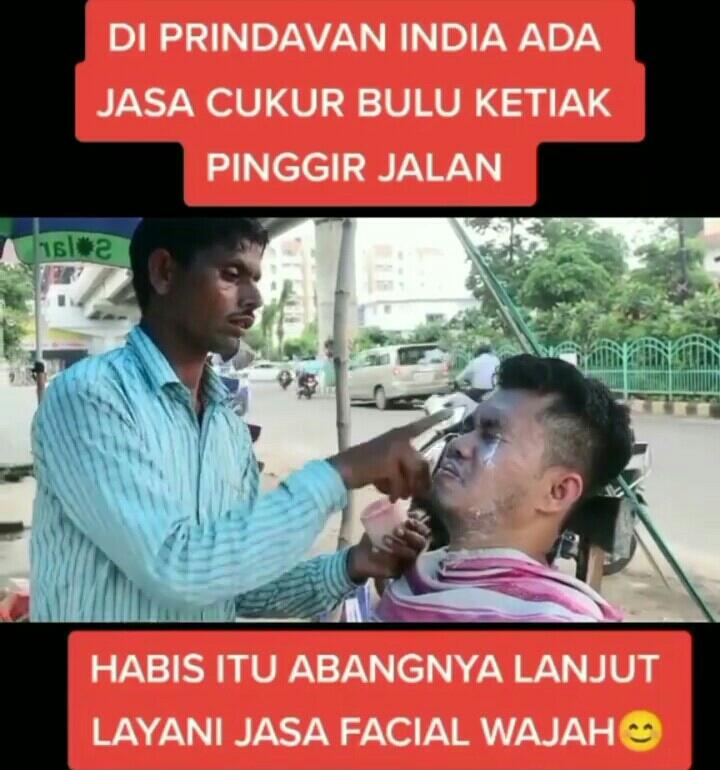 Vrindavan Memang Beda, AdaJasa Cukur Bulu KETIAK Dan Facial Wajah Di Pinggir Jalan