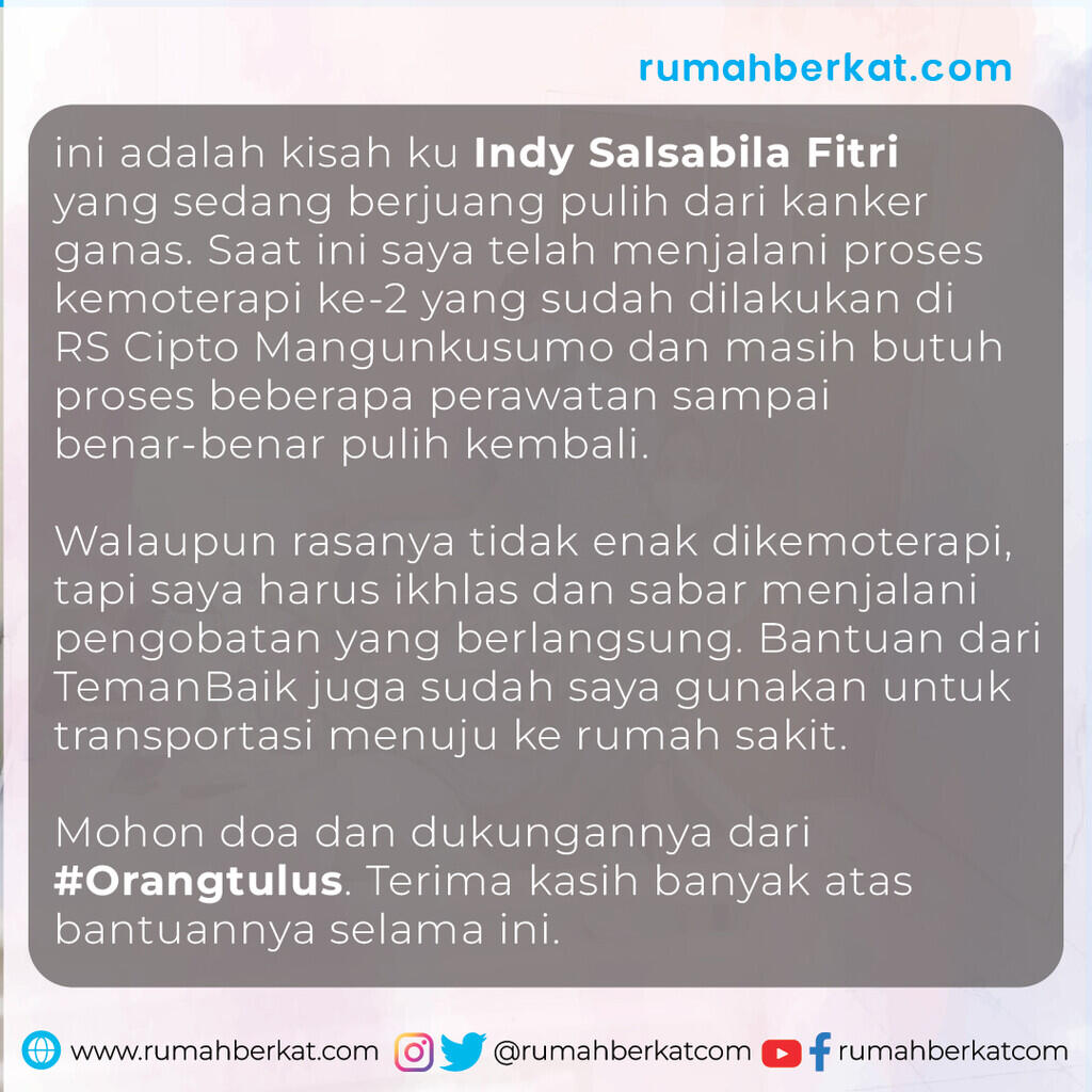 Kisah Indy Butuh Pertolongan Melawan Kanker Tulang Osteocarcoma