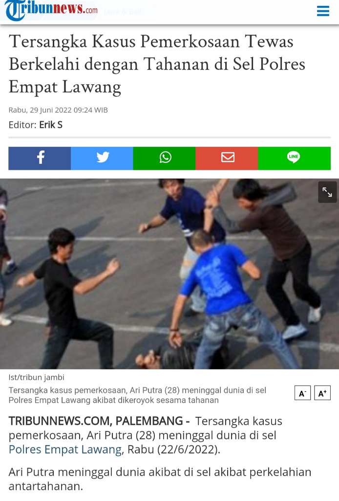 Tahanan Kasus Pemerkosaan Tewas, 4 Anggota Polres Empat Lawang Diperiksa