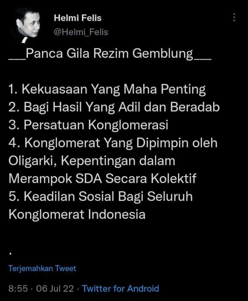 Helmi Felis Plesetkan Pancasila Jadi Pancagila, Netizen Geram: Anjing Sepertimu 