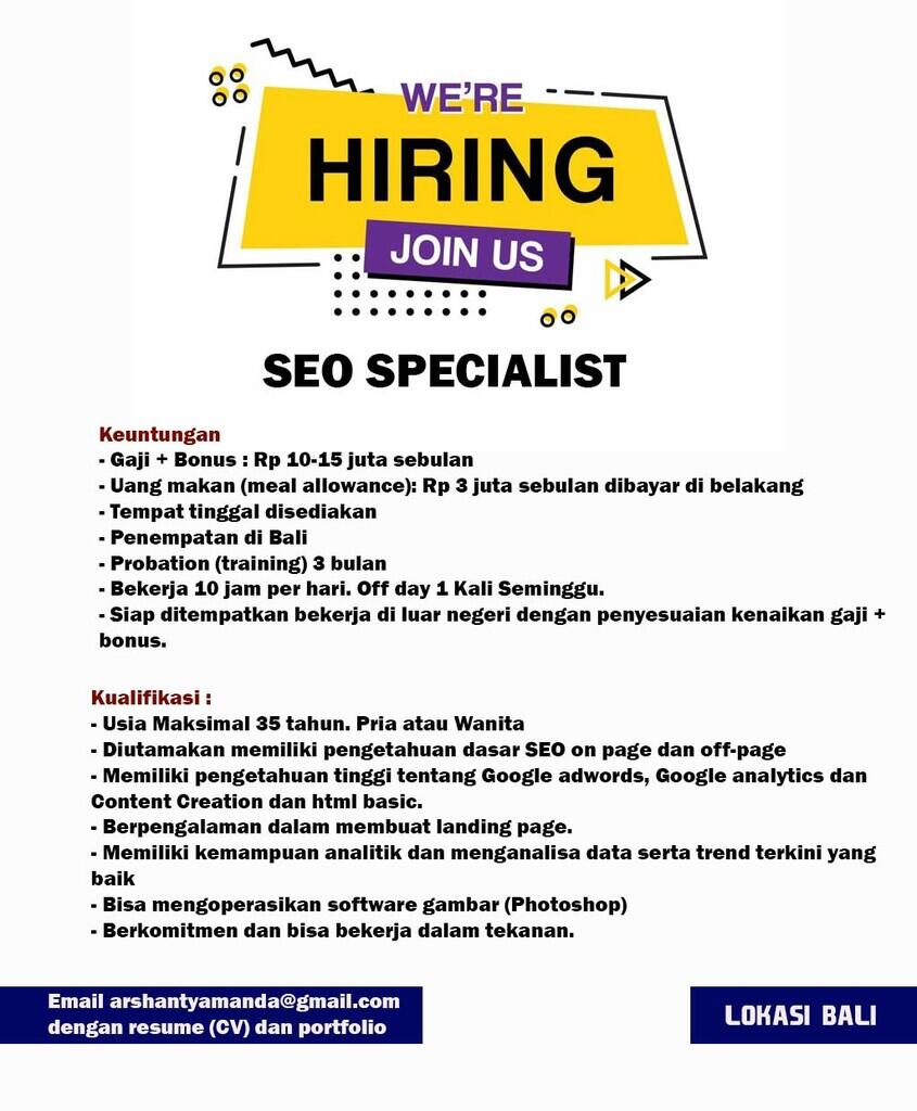 Lowongan SEO Specialist