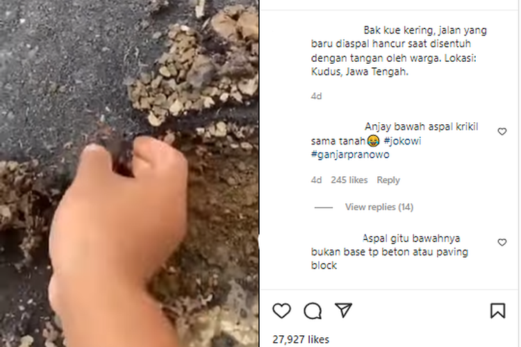 Viral Jalan Baru Diaspal Hancur Dikeruk Tangan, Apa Sebabnya?